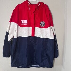 Born Fly Mens 3XL Colorblock Windbreaker Anorak Jacket Red White Navy Star Sport